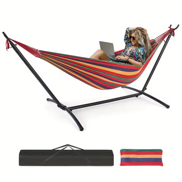 Double Hammock With Space Saving Stand