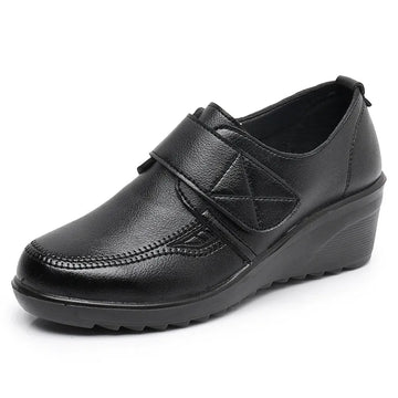 ⏰Limited Time Sale 49% OFF - Comfortable Leather Wedge Shoes with Secure Velcro Strap for All-Day Comfort