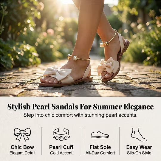 🌺50% OFF💐Stylish sandals with pearl ankle strap